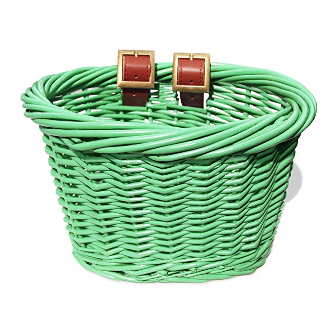 Colorbasket 01549 Kids Front Handlebar Wicker Bike Basket, Leather Straps